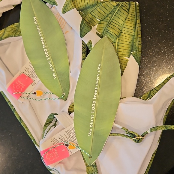 💕FARM RIO Palm Fan Bikini Set Triangle Bikini Top + Low Bikini Bottom XL/L NWT - Picture 11 of 14